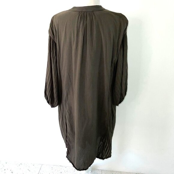 Pharaoh Collection Dress Womens Size 1 Japanese Cotton V Neck Green Made In USA - Picture 12 of 12